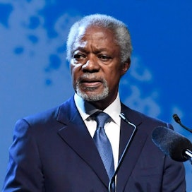 Ghanalainen Kofi Annan toimi YK:n seitsemäntenä pääsihteerinä vuosina 1997–2006. LEHTIKUVA / Markku Ulander