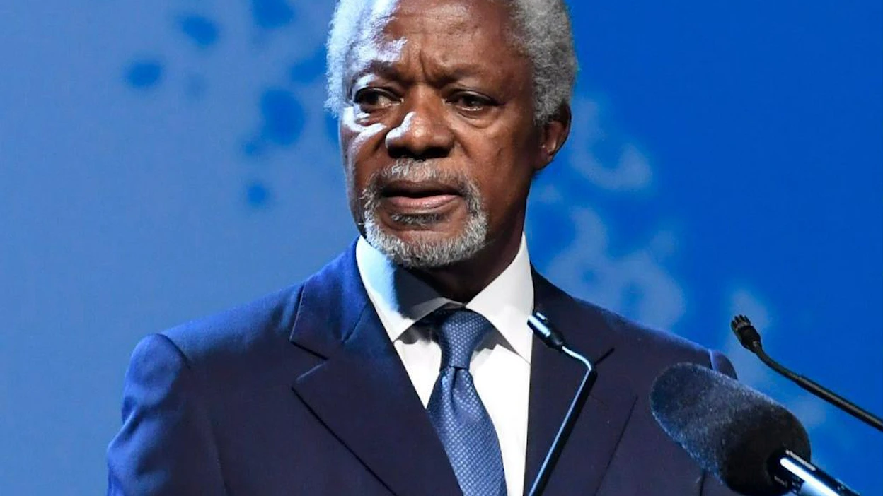 Ghanalainen Kofi Annan toimi YK:n seitsemäntenä pääsihteerinä vuosina 1997–2006. LEHTIKUVA / Markku Ulander