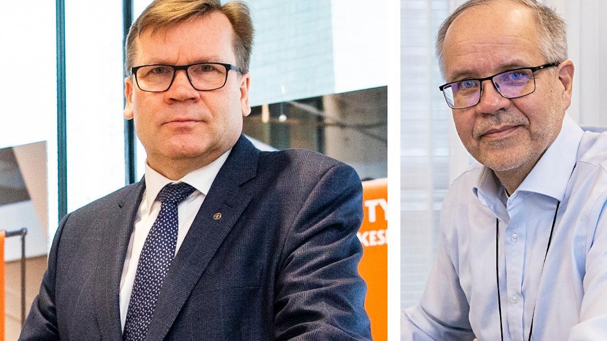 Keskon Mikko Helander ja S-ryhmän Hannu Krook.