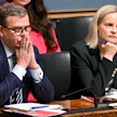 Pääministeri Petteri Orpo (kok.) ja valtiovarainministeri Riikka Purra (ps.). Arkistokuva.