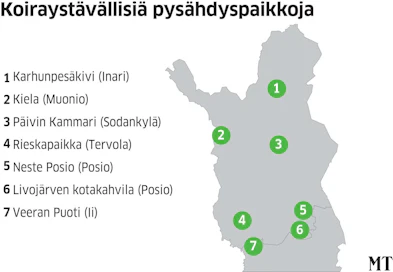 Lukijoiden vinkit koiraystävällisistä pysähdyspaikoista Pohjois-Suomessa.