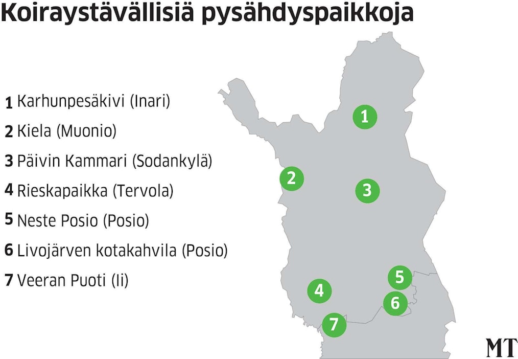 Lukijoiden vinkit koiraystävällisistä pysähdyspaikoista Pohjois-Suomessa.