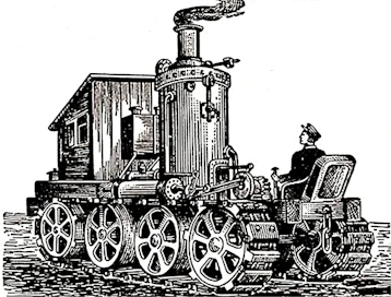 Venäläisen F.A.Blinovin (1831–1902) kehittämää höyrytraktoria pidetään ensimmäisenä telakoneena. Amerikassa oli tehty aiemminkin joitakin yrityksiä, mutta vuonna 1896 Saratovin näyttelyssä ensiesittelyn saanut 20 hv:n telavetäjä oli toimivin. Kummallekin telalle oli oma höyrykoneensa ja toisen tehoa vähentämällä traktori saatiin kääntymään. Ohjaaja sai olla herroiksi puukopissa, masinisti istui takana raakaöljyllä lämmenneen pannun äärellä.