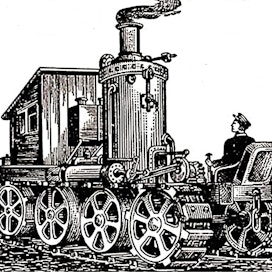 Venäläisen F.A.Blinovin (1831–1902) kehittämää höyrytraktoria pidetään ensimmäisenä telakoneena. Amerikassa oli tehty aiemminkin joitakin yrityksiä, mutta vuonna 1896 Saratovin näyttelyssä ensiesittelyn saanut 20 hv:n telavetäjä oli toimivin. Kummallekin telalle oli oma höyrykoneensa ja toisen tehoa vähentämällä traktori saatiin kääntymään. Ohjaaja sai olla herroiksi puukopissa, masinisti istui takana raakaöljyllä lämmenneen pannun äärellä.