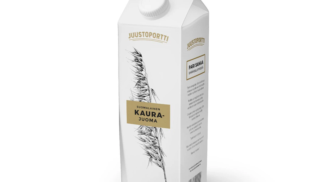 Tehtaassa valmistettavista tuotteista ensimmäisenä markkinoille ehtii kuvassa näkyvä kaurajuoma.