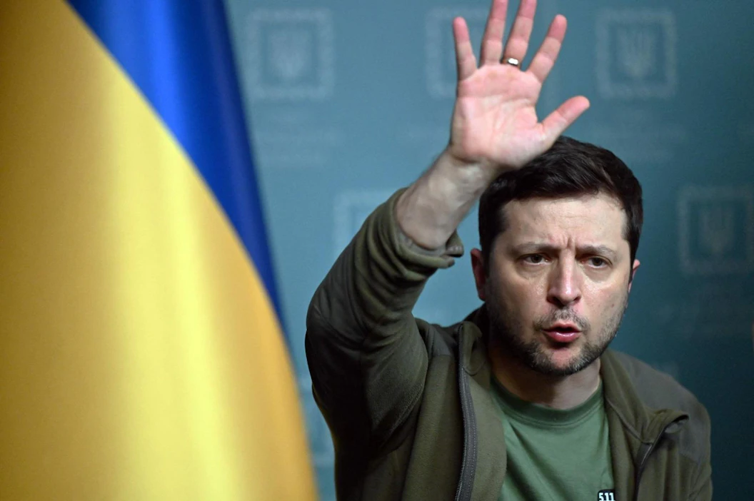 Ukrainan presidentti Volodymyr Zelenskyi vaatii Melitopolin pormestarin välitöntä vapauttamista. LEHTIKUVA / AFP