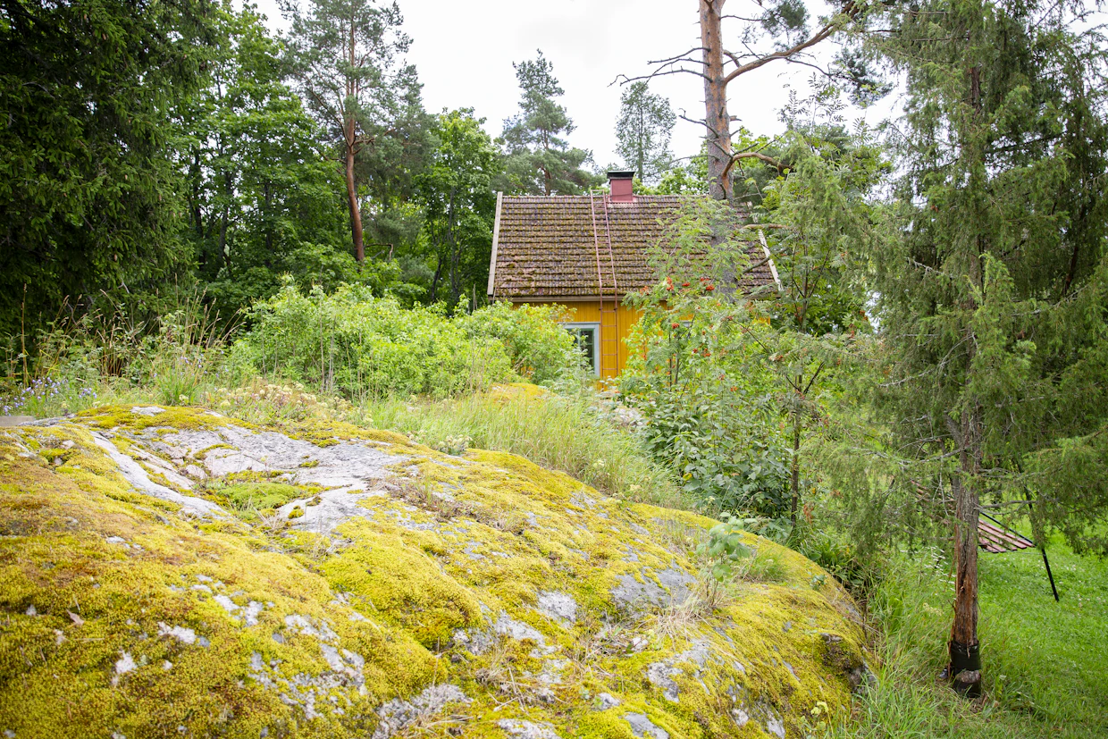 Molempien suosikkikohta tontilla ovat sen korkeimmalla kohdalla sijaitsevat kalliot. ”Saariston lapselle ne ovat tuttu näky”, Paraisilta kotoisin oleva Mikael Lindholm sanoo.