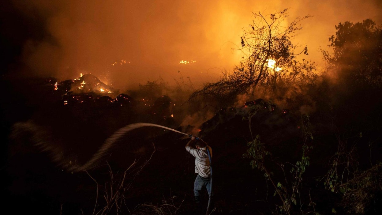 Brasilian avaruustutkimuskeskuksen INPE:n käyttämät satelliitit havaitsivat viime kuussa Amazonilla yhteensä yli 32000 metsäpaloa. LEHTIKUVA/AFP