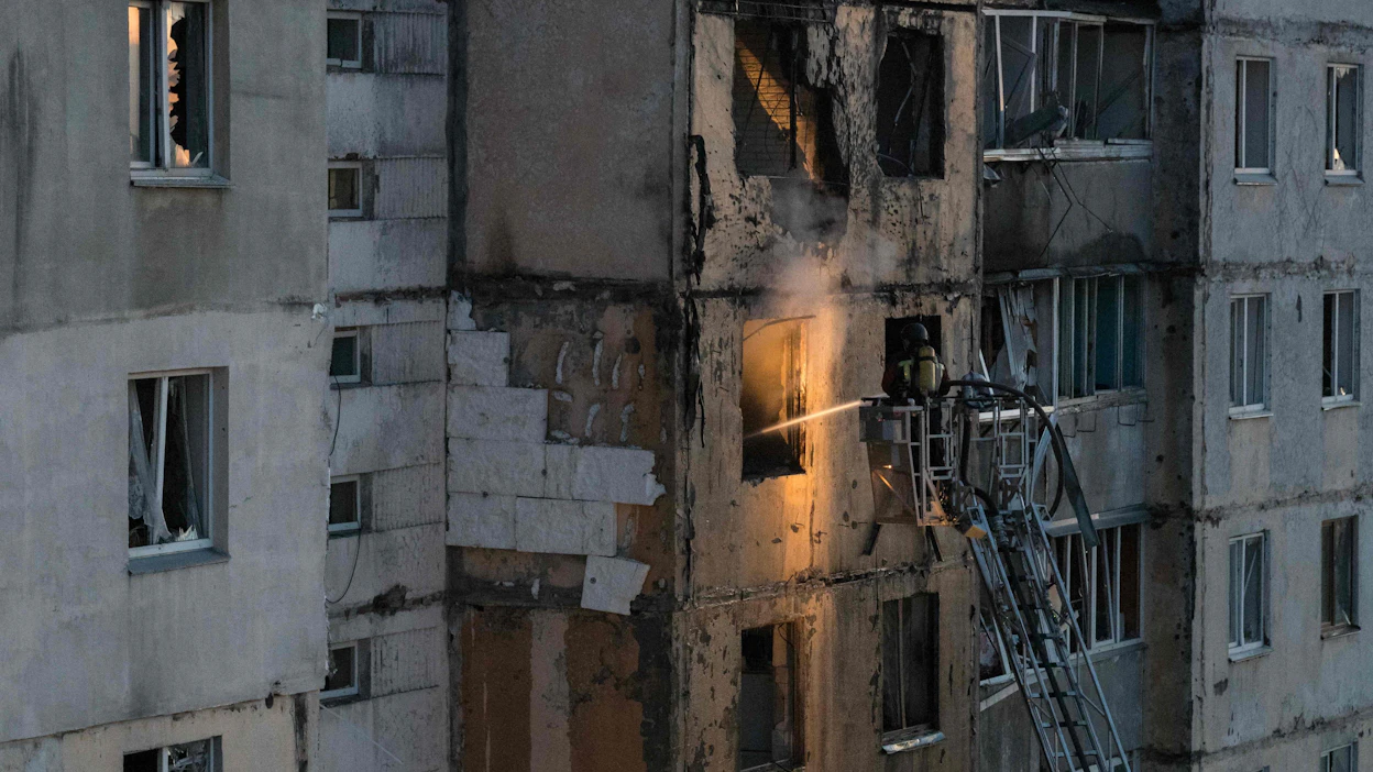 Venäjä on iskenyt jatkuvasti ukrainalaisiin siviiilikohteisiin. Kuva Kiovasta torstailta. AFP / LEHTIKUVA.