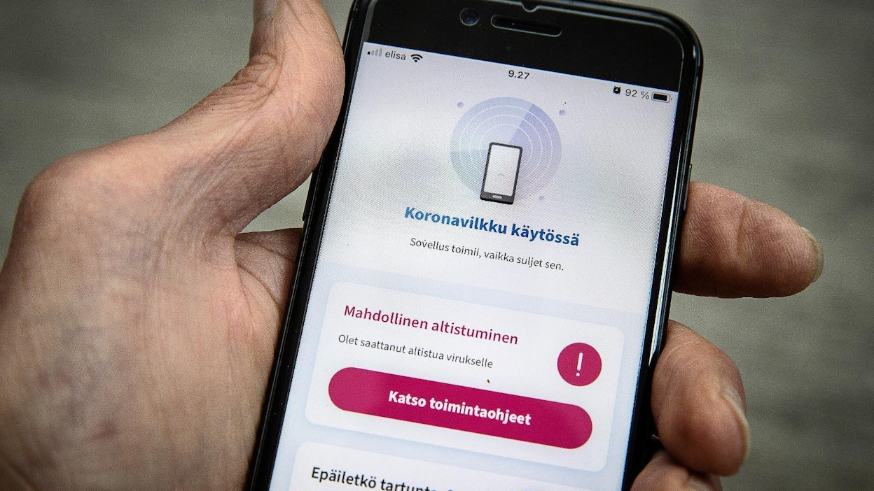 Koronavilkku-sovellus hälyttää käyttäjälle mahdollisesta altistuksesta.