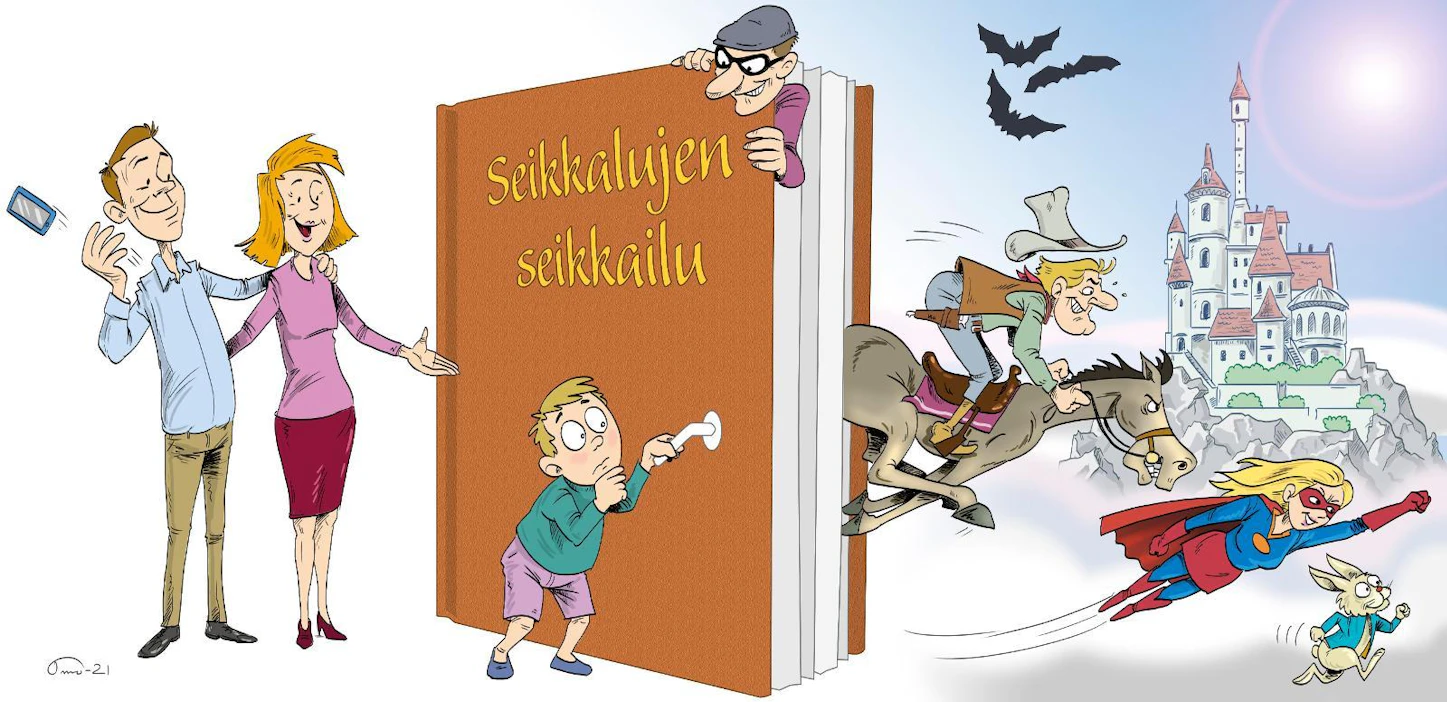 Kirjan lukeminen ääneen tekee hyvää lapselle, sillä tekstin tapahtumista voi keskustella yhdessä lukukokemuksen jälkeen.