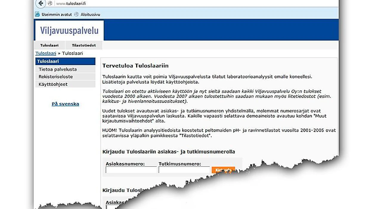Elykeskusten tukivalvojat ovat kirjautuneet Viljavuuspalvelun tuloslaariin viljelijöiltä valvonnan yhteydessä saaduilla asiakasnumeroilla.