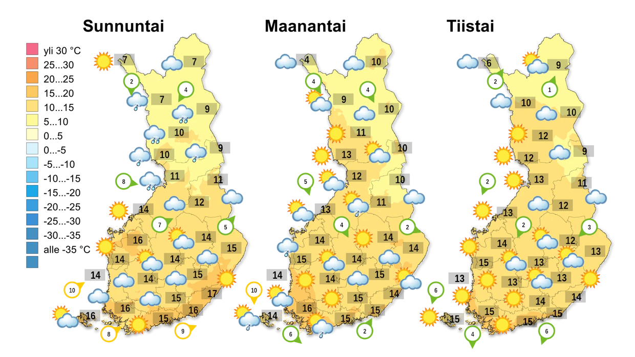 Alkuviikolla matalapaine väistyy itään ja korkeapaine vahvistuu lännestä.