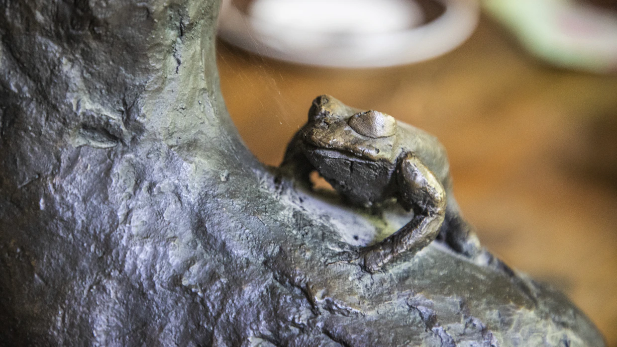 Marjatta Palasto teki Eeva Kilvestä pronssiveistoksen vuonna 1976. Olalla istuva sammakko symboloi kirjailijan mukaan häntä itseään, sitä mitä hän oikeasti on, omaa raadollisuutta. ”Rämpivä sieluni”, kirjailija on kirjoittanut.