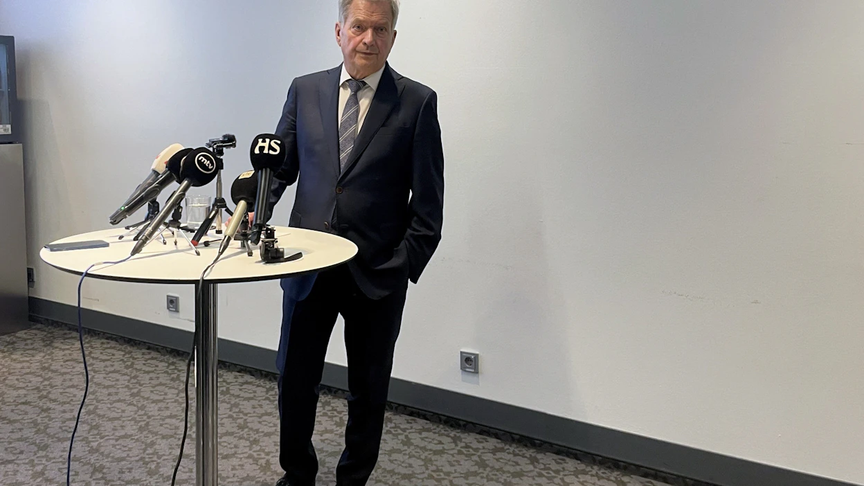 Niinistö puhui suomalaismedialle perjantaina Saksassa, jossa järjestetään Münchenin perinteinen turvallisuuskonferenssi. Lehtikuva / Mikko Gustafsson.