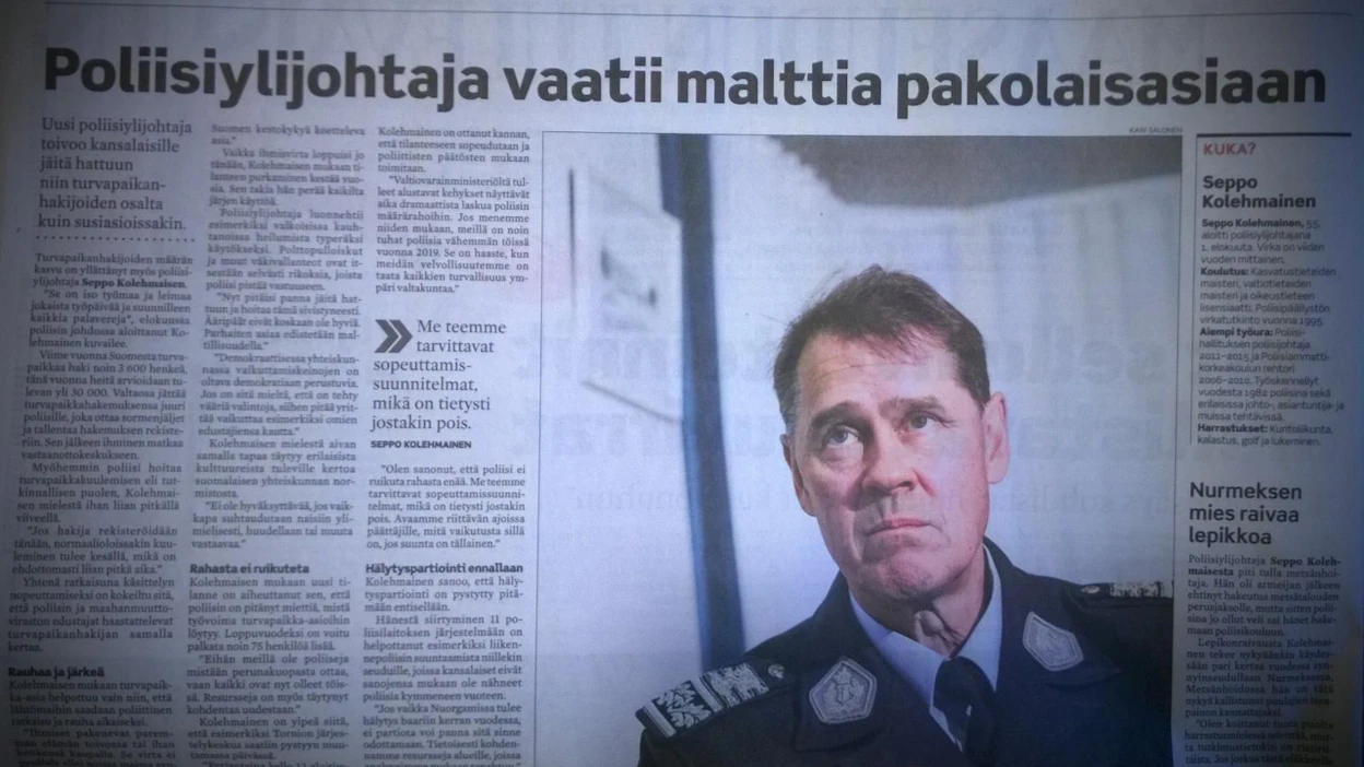 Poliisiylijohtaja Seppo Kolehmaisen haastattelu julkaistiin maanantain 19.10. Maaseudun Tulevaisuudessa.