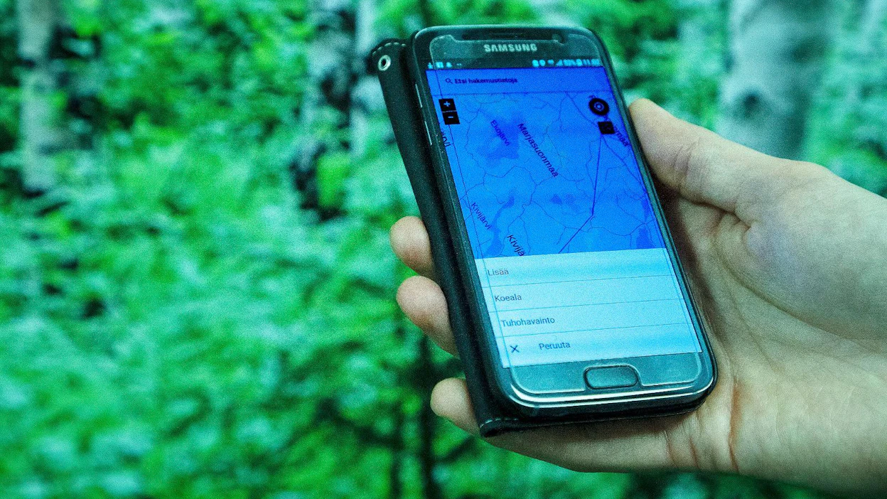 Laatumetsä-sovelluksella voi kirjata paikkaan sidottuja havaintoja metsänhoitotöiden onnistumisesta.