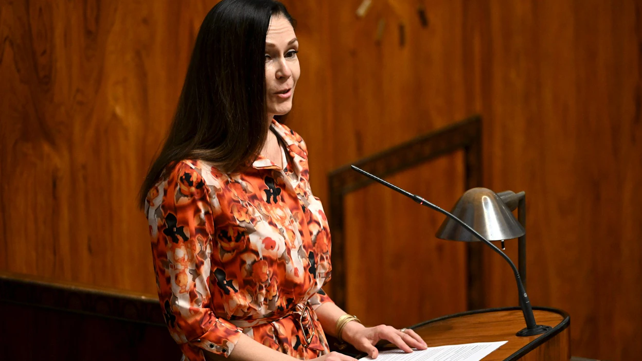 Perussuomalaisten uusi eduskuntaryhmä piti tänään järjestäytymiskokouksensa eduskunnassa. Eduskuntaryhmän puheenjohtaja on kansanedustaja Lulu Ranne. LEHTIKUVA / EMMI KORHONEN.