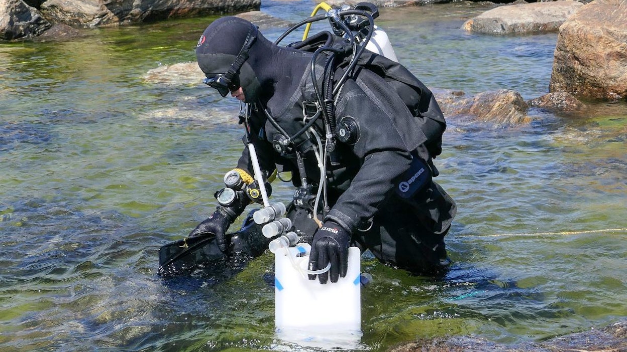 Joakim Sjöroos ui pintaa pitkin linjan toiseen päähän.