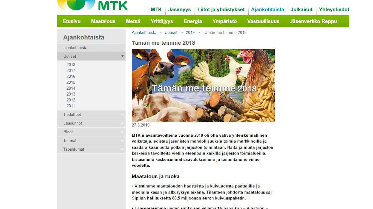 MTK keräsi yhteen tärkeimmät tekemisensä ja saavutuksensa viime vuodelta ja toi ne kaikkien katsottavaksi verkkosivuilleen.