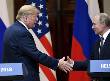 Presidentit Donald Trump ja Vladimir Putin tapasivat Helsingissä heinäkuussa. LEHTIKUVA / JUSSI NUKARI