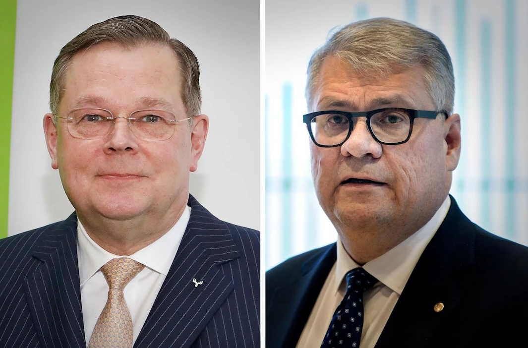 Metsä Groupin Kari Jordan ja UPM:n Jussi Pesonen ottivat yhtiöidensä ohjat vuonna 2004 juuri ennen metsäteollisuuden synkkien vuosien alkua. Jordan jäi eläkkeelle viime huhtikuussa.