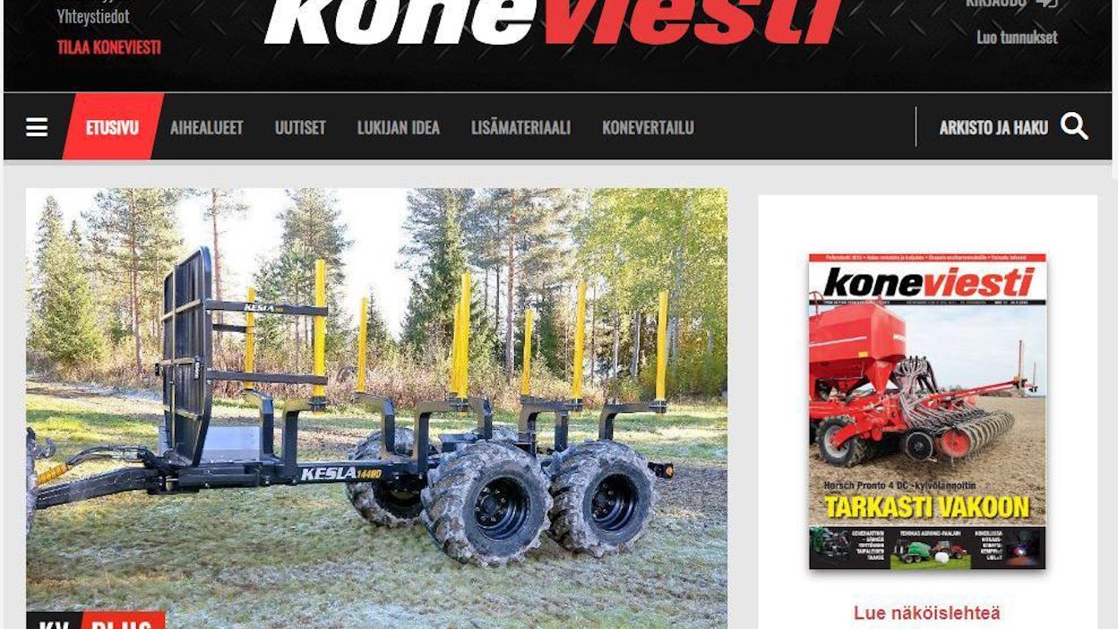 Paina Koneviestin etusivun oikeasta ylälaidasta kohtaa Kirjaudu.