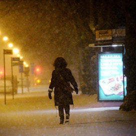 Talvimysky on tuonut Suomeen sakeaa lumisadetta. LEHTIKUVA / Mikko Stig