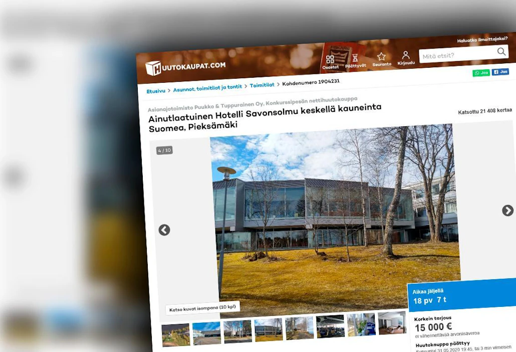 Myynti-ilmoitus on julkaistu Huutokaupat.com-sivustolla.