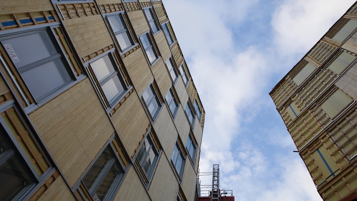 Helsingin Jätkäsaaressa on puukerrostalokortteli.