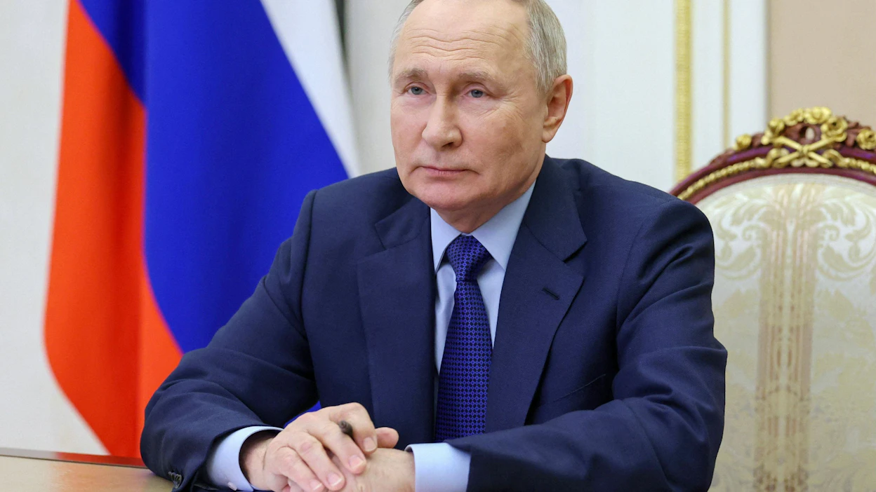 Venäjän presidentti Vladimir Putin otti kysyttäessä kantaa Yhdysvaltain tuleviin presidentinvaaleihin. Kuvan on välittänyt Venäjän valtiollinen uutistoimisto Sputnik, eikä kuvan aitoutta ole voitu todentaa. LEHTIKUVA/AFP.