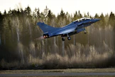 Ranskan ilma- ja avaruusvoimat lähettää harjoitukseen kaksi Rafale-hävittäjää. Kuvassa Dassault Rafale -hävittäjä mediaesittelyssä Pirkkalassa 21. tammikuuta 2020. 