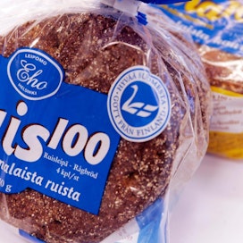 Kotimaista leipää. Raaka-aineen alkuperän takeena on Hyvää Suomesta -merkki.