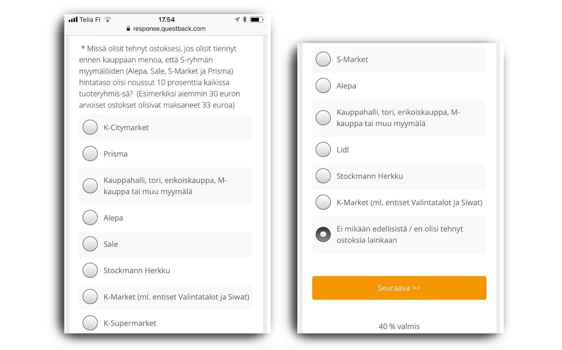 Kysely näyttää tältä.