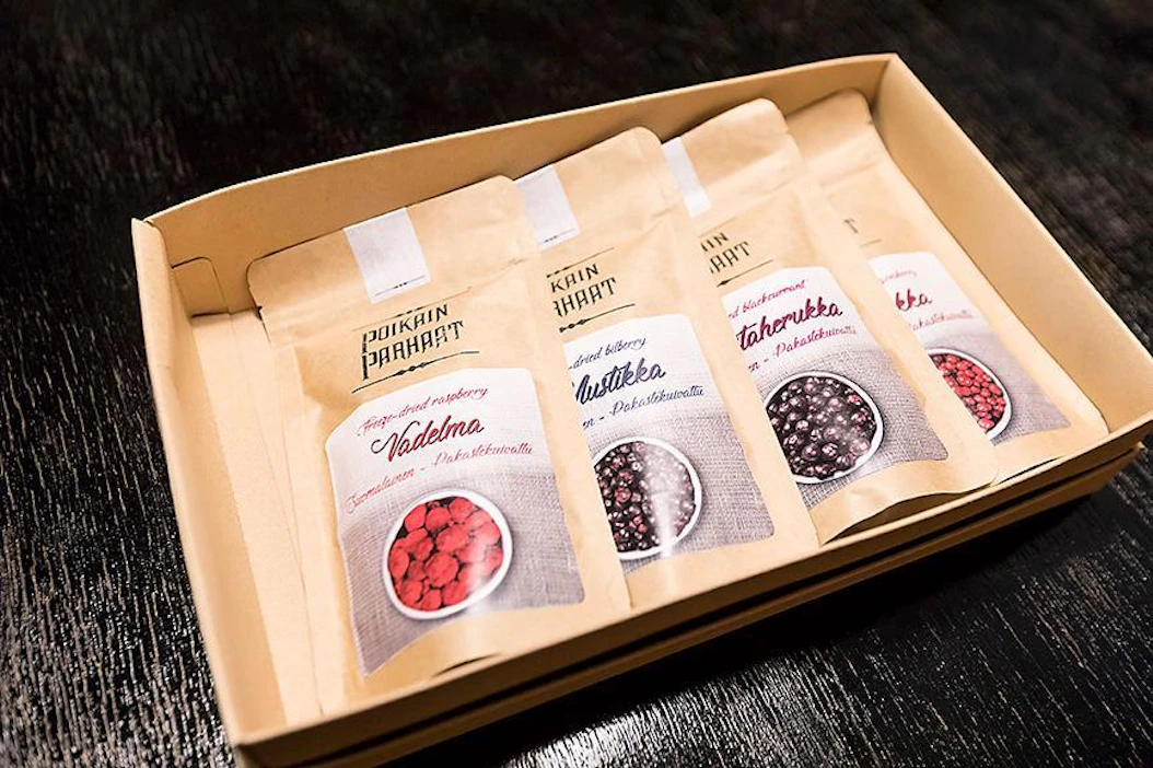 Tamperelaisyritys Poikain parhaat vie Berliiniin pakastekuivattuja marjoja: mustikkaa, mustaherukkaa, vadelmaa ja puolukkaa.