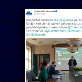 Komissaari Virginijus Sinkevičius vierailee tänään Päijät-Hämeessä. Asiasta kerrottiin Twitterissä.