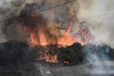Kreikassa kamppaillaan viidettä päivää lukuisia maastopaloja vastaan. LEHTIKUVA/AFP.