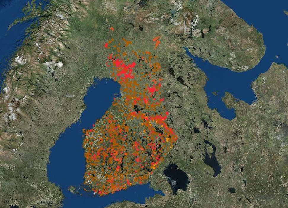 Kuva kartasta, jossa suojelun arvoiset alueet sijaitsevat.