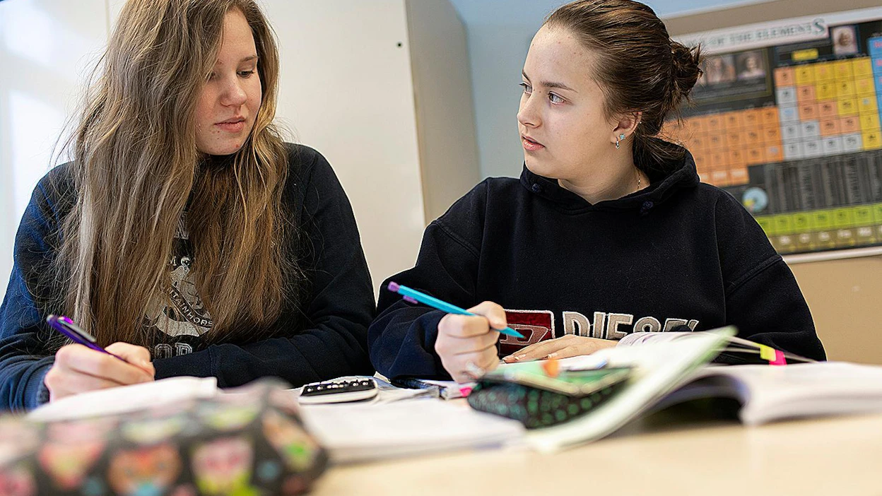 Nea Kentta ja Marianna Peltola ovat tottuneita laskijoita. Matematiikalla on tärkeä rooli eläinlääkärin opinnoissa.