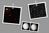 Viime vuonna saatiin ensimmäinen kuva kahdesta eksoplaneetasta (vasen kuva). Hubble-teleskoopin kuvassa on 5 500 galaksia. Alla Venus, josta löydettiin fosfiini-yhdistettä. Se voi olla peräisin mikrobeista.