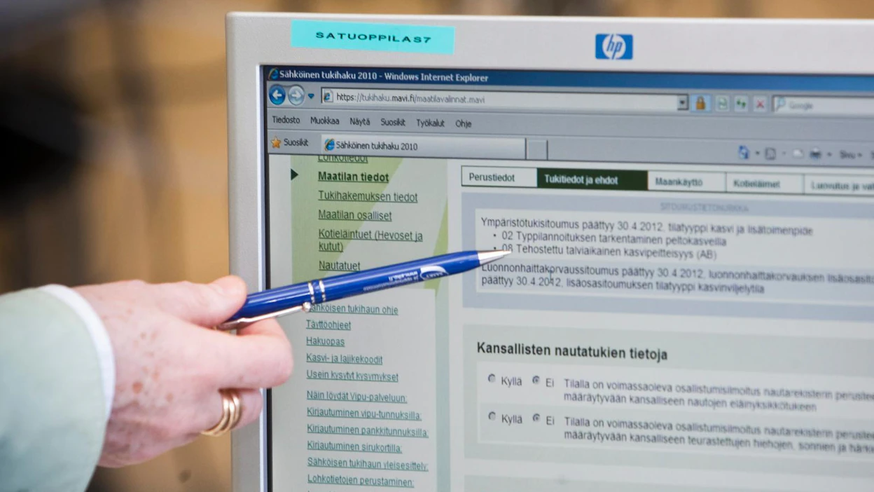 Tila oli jättänyt tukihakemuksensa ajallaan sähköisesti. Siinä oli kuitenkin puutteita: muutaman tuen kohdalta oli jäänyt rasti pois.
