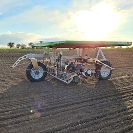 FarmDroid FD20 on aurinkovoimalla toimiva robotti. Kuvituskuva.