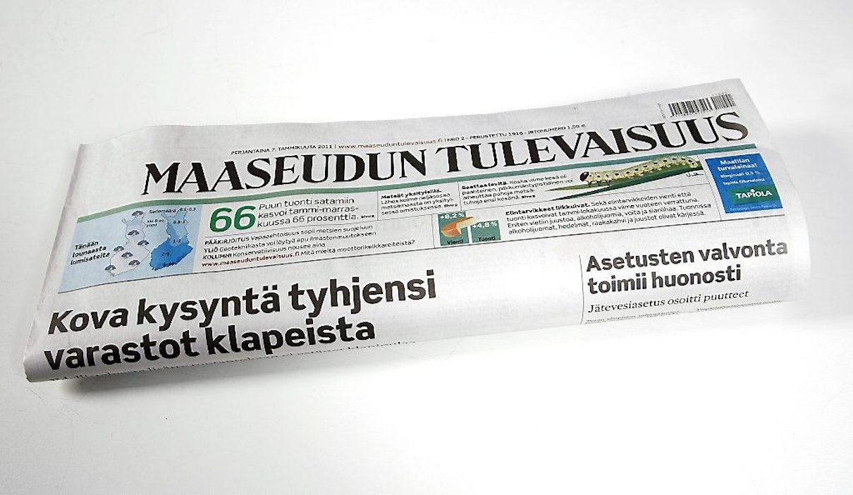 Maaseudun Tulevaisuus lehti, kuvattu mediakorttiia varten.
