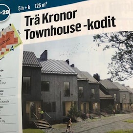 Trä Kronorin Townhouse -kotien piti valmistua Tuusulan asuntomessukohteena jo viime syksynä. Kuudesta asunnosta kolmelle on ostaja. Rakennuskohteen kaikki asunnot ovat yhä kesken.