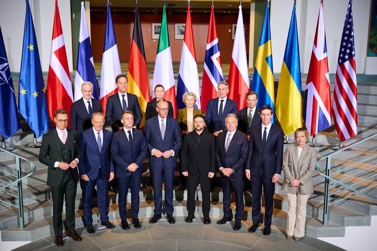 Berliinin Ukraina-keskusteluihin osallistui Ukrainan presidentin ja Trumpin lähettiläiden lisäksi laaja joukko EU-johtajia.