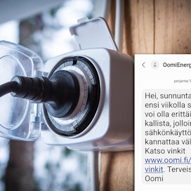 Sähköyhtiö Oomi varoittaa sähkön hinnoista tekstiviesteillä.