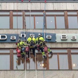 Danske Bank teki heinä-syyskuun aikana 1,5 miljardin kruunun lahjoituksen talousrikollisuuden torjuntaan. LEHTIKUVA/AFP