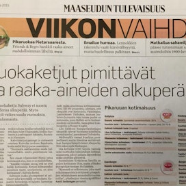 Toimittaja Katja Lammisen juttu pikaruokaketjujen käyttämistä raaka-aineista julkaistiin Maaseudun Tulevaisuudessa 24.7.2015.