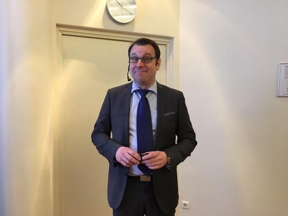 HK Scanin talousjohtaja Mikko Forsell tulosinfossa tänään keskiviikkona.