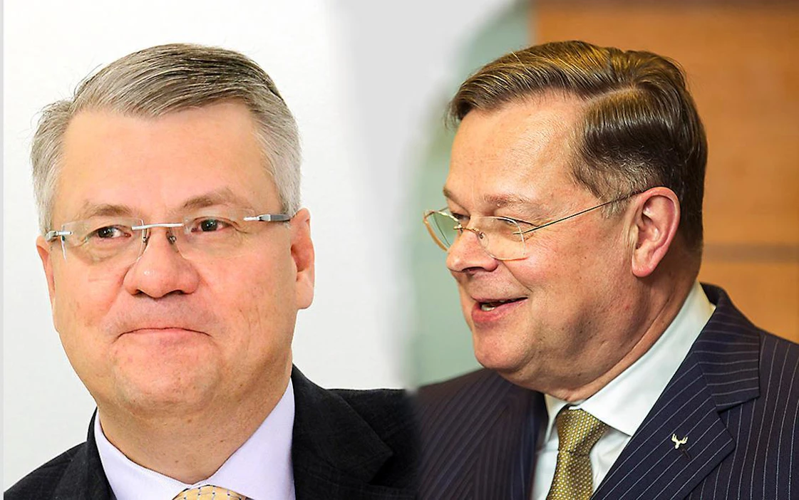 UPM:n Jussi Pesosen (vas.) ja Metsäliiton Kari Jordanin (oik.) tulot lasketaan miljoonissa.